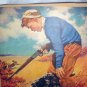 J.F.KERNAN-Young Boy Hunting with rifle,Springer Spaniel Dog-Vntg Magazine Artwork