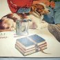J.F.KERNAN-Young Boy playing hookie from school,Truant Officier-Vntg Magazine Artwork