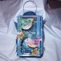 Blue Painted Hanging Candle Holder-Handpainted Crackle Birds and Flowers