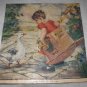 E.Beauman-Uninvited Guests-Sweet Little Girl Approached by two Geese