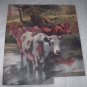 Group of Pastural Cows Wading in Water-Vintage Calendar Print
