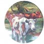 Group of Pastural Cows Wading in Water-Vintage Calendar Print
