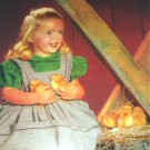 Sweet Little Girl with Baby Chicks-Friendly Playmates-1927 Original Vintage Lithograph Print