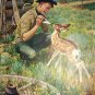 Hungry young Doe being feed milk-Vintage Magazine Artwork Print