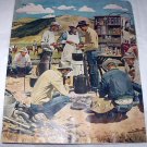 Signed Vntg.Cabin Artwork Magazine Cover-Busy Chuck Wagon Campsite,Hungry Cowboys