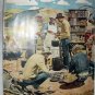 Signed Vntg.Cabin Artwork Magazine Cover-Busy Chuck Wagon Campsite,Hungry Cowboys
