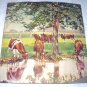 Herd of Grazing & Drinking Cows,Shade of Tree-Vintage Lithograph print