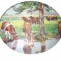 Herd of Grazing & Drinking Cows,Shade of Tree-Vintage Lithograph print