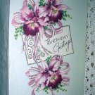 Vintage Birthday Greeting Card-Lovely Purple Orchids Vintage Birthday Greeting Card-Lovely Purple Orchids