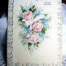 Vintage Birthday Greeting Card To Mother-Embossed Pink Cabbage Roses and Blue Flowers Vintage Birthday Greeting Card To Mother-Embossed Pink Cabbage Roses and Blue Flowers