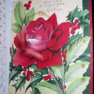 Gorgeous Larger Vintage Greeting Card-Deep Red Rose-Christmas to Mother Gorgeous Larger Vintage Greeting Card-Deep Red Rose-Christmas to Mother