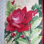 Gorgeous Larger Vintage Greeting Card-Deep Red Rose-Christmas to Mother