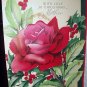 Gorgeous Larger Vintage Greeting Card-Deep Red Rose-Christmas to Mother