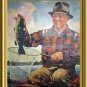 KERNAN Artwork Print-Older Man Fishing, Caught Fish
