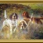 Three Hunting Dogs-On The Scent-Original Vintage 1939 Lithograph Print