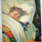 J.Adams-Sweet Little Boy in bed with pet puppy dog-Original Vintage Lithograph Print