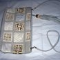Fabulous Grey/White Leather Purse-Park Avenue,Gold Accents