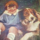 Playmates-Sweet Little Boy with Border Collie Dog-Art Illustration Playmates-Sweet Little Boy with Border Collie Dog-Art Illustration