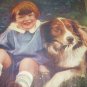 Playmates-Sweet Little Boy with Border Collie Dog-Art Illustration