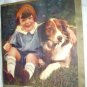 Playmates-Sweet Little Boy with Border Collie Dog-Art Illustration