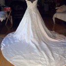 **REDUCED PRICE**Lovely White Size 10 Wedding Dress with Bugle,Teardrop Beadwork,Sequins-Long Train