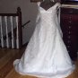 **REDUCED PRICE**Lovely White Size 10 Wedding Dress with Bugle,Teardrop Beadwork,Sequins-Long Train