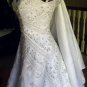 **REDUCED PRICE**Lovely White Size 10 Wedding Dress with Bugle,Teardrop Beadwork,Sequins-Long Train