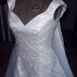 **REDUCED PRICE**Lovely White Size 10 Wedding Dress with Bugle,Teardrop Beadwork,Sequins-Long Train