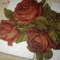 Lovely Very Large Antique DieCut-Three Red Roses, lots of green leaves