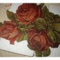 Lovely Very Large Antique DieCut-Three Red Roses, lots of green leaves
