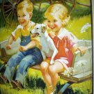 Dillon-Two Little Children,Dog Playing Going To Town Print Dillon-Two Little Children,Dog Playing Going To Town Print