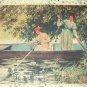 Antique Print-Two Victorian Women Rowing Boat-Colorful,Artist: FRANCIS G. JONES