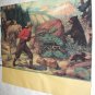 Nice Vintage Cabin Artwork-Quick Action-Startled Man with Horses,Rifle,Mother Bear Protecting Cubs