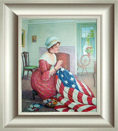 Birth Of The Flag-Betsy Ross Creating American Flag Lithograph