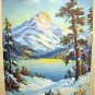 In The Heart Of The Rockies-Vintage Lithograph,Mountains,Lake,Trees in Snowy Landscape
