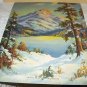 In The Heart Of The Rockies-Vintage Lithograph,Mountains,Lake,Trees in Snowy Landscape
