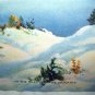 In The Heart Of The Rockies-Vintage Lithograph,Mountains,Lake,Trees in Snowy Landscape