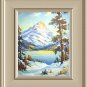 In The Heart Of The Rockies-Vintage Lithograph,Mountains,Lake,Trees in Snowy Landscape