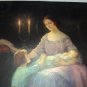 Eventide-Gorgeous Vntg Lithograph Print-Mother in candlelight,Holding Baby