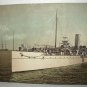 Litholin Navy War Ship-Antique Lion Coffee Card Lithograph