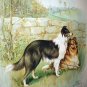 1897 Antique Chromolithograph-Collie Dogs Calendar