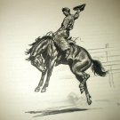 The Broncho-Man on Horse-Original Edwin Megargee Lithograph Print The Broncho-Man on Horse-Original Edwin Megargee Lithograph Print