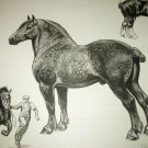 Percheron and Clydesdale Horses-Edwin Megargee Original Vintage Lithograph Print