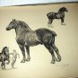 Percheron and Clydesdale Horses-Edwin Megargee Original Vintage Lithograph Print
