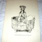 Vintage Lithograph-Sweet Airedale Dog in Wicker Bed,Backside German Shepard Dogs