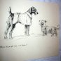 Airedale Dog In Coat with Little Terrier Vintage Lithograph Print