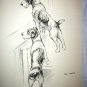 Twin Airedale Dogs-Larger Vintage Lithograph Print,Backside Scottish Terrier
