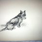 Twin Airedale Dogs-Larger Vintage Lithograph Print,Backside Scottish Terrier