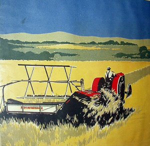 F.V. Carpenter-Farm Tractor Haying-Vintage Magazine Artwork