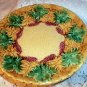 Majolica Pottery Footed Pedestal Compote,Tazza or Cake Stand,Grape Leaves,Berries